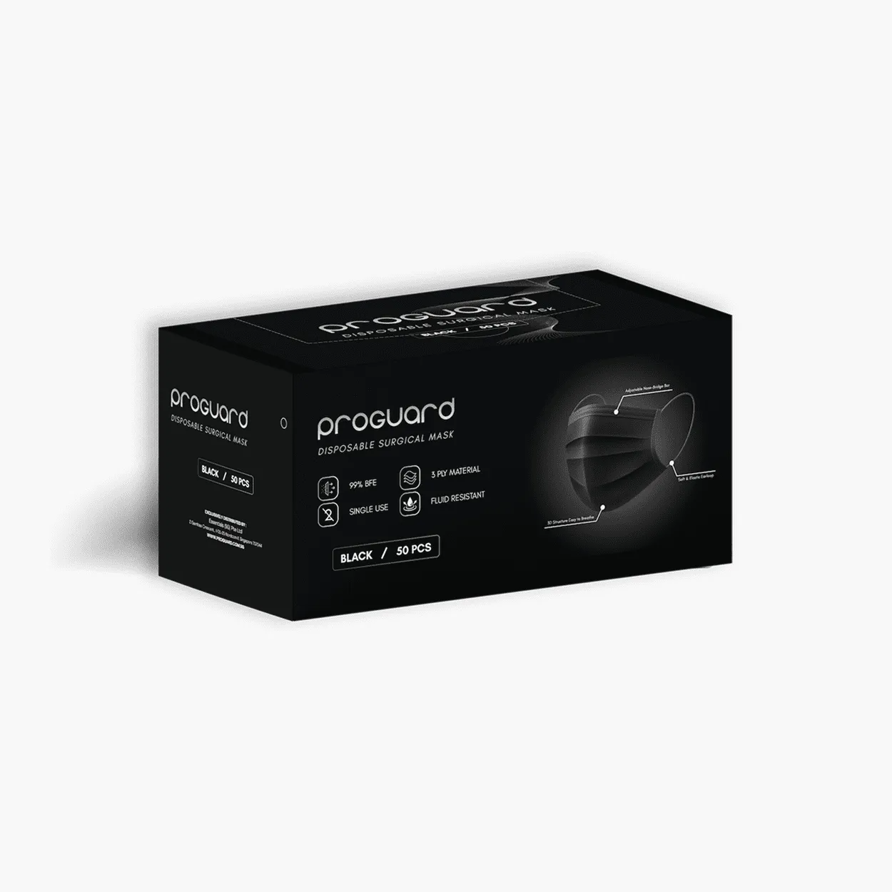 PROGUARD 3-Ply Surgical Mask (Black)
