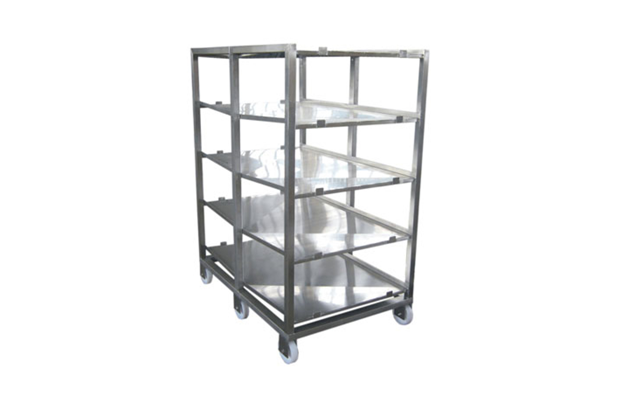 Trolley for defrosting of frozen meat blocks